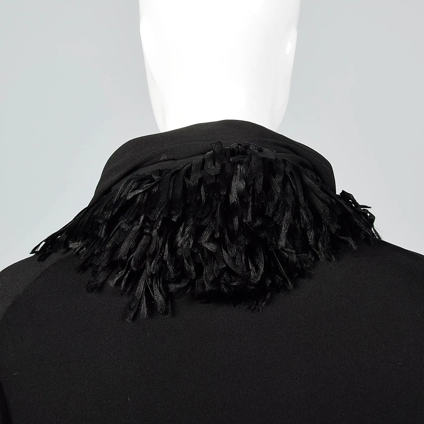 1920s Black Silk Flapper Coat with Fringe Trim