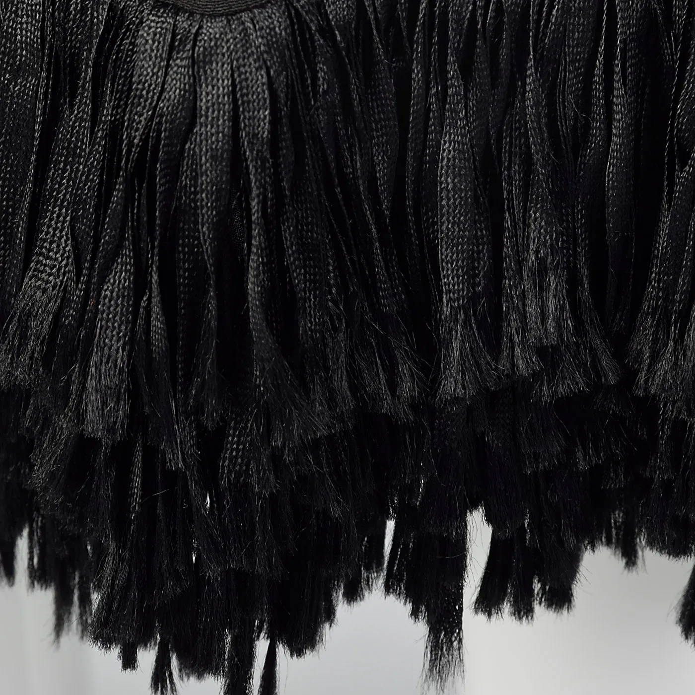 1920s Black Silk Flapper Coat with Fringe Trim