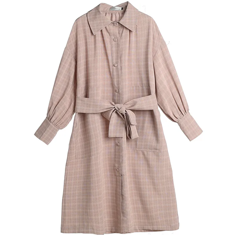 8GIRLS TIE WAIST MIDI SHIRT DRESS IN CHECK