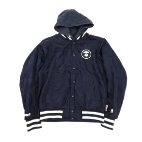 A Bathing Ape Reversible Blue Camo Hooded Bomber Jacket - M