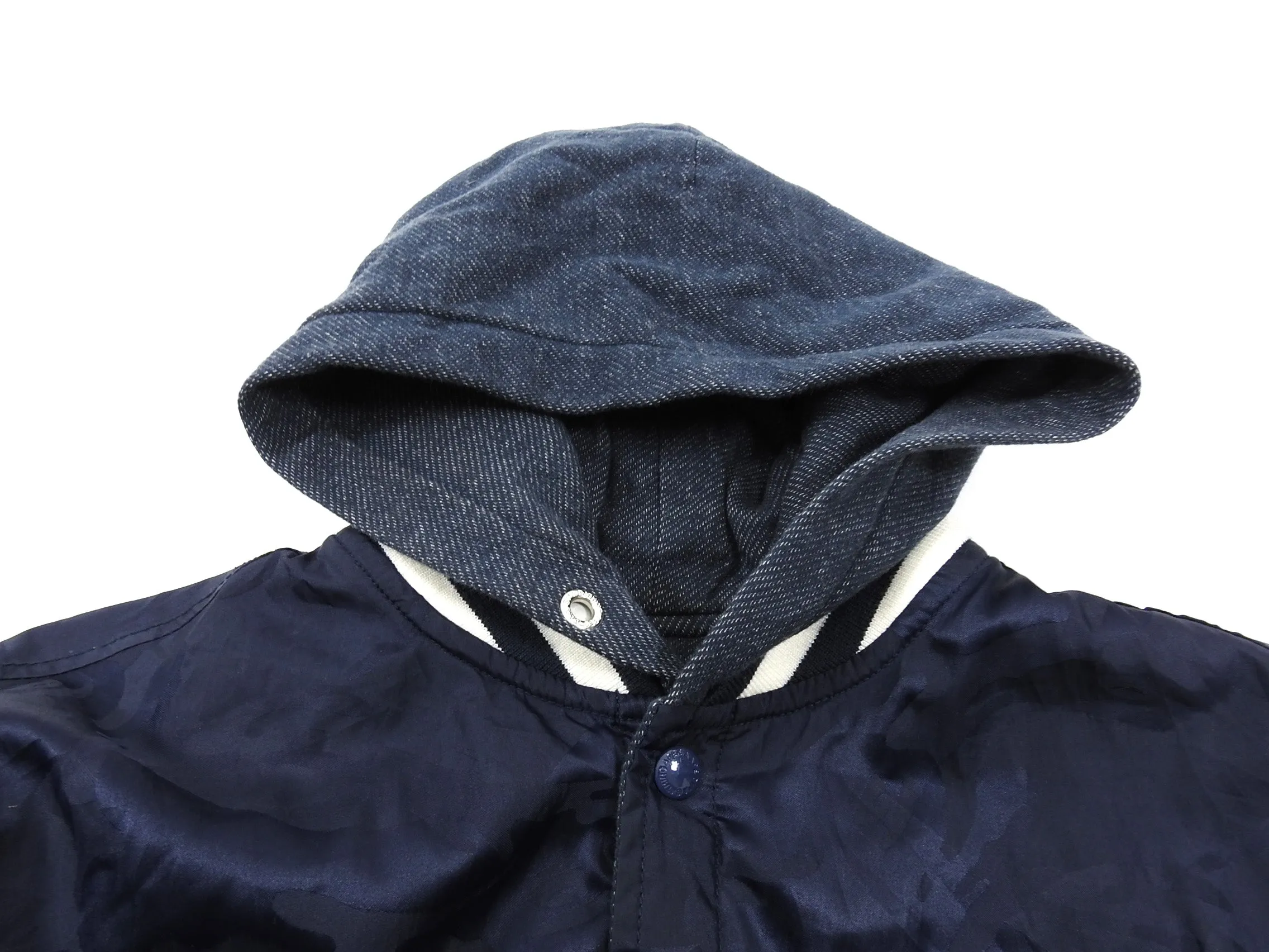 A Bathing Ape Reversible Blue Camo Hooded Bomber Jacket - M