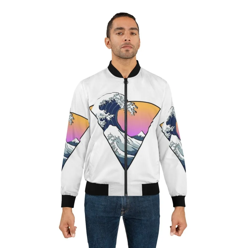Aesthetic Japanese Great Wave Bomber Jacket