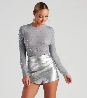 All That Shine Pearl And Rhinestone Bodysuit