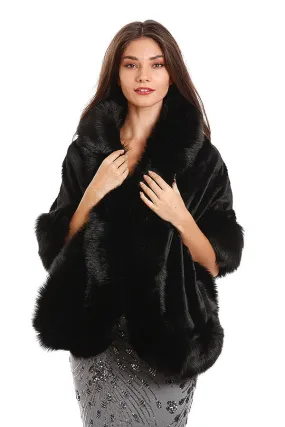 Black Fur Shawl Cape for Partywear & Weddings