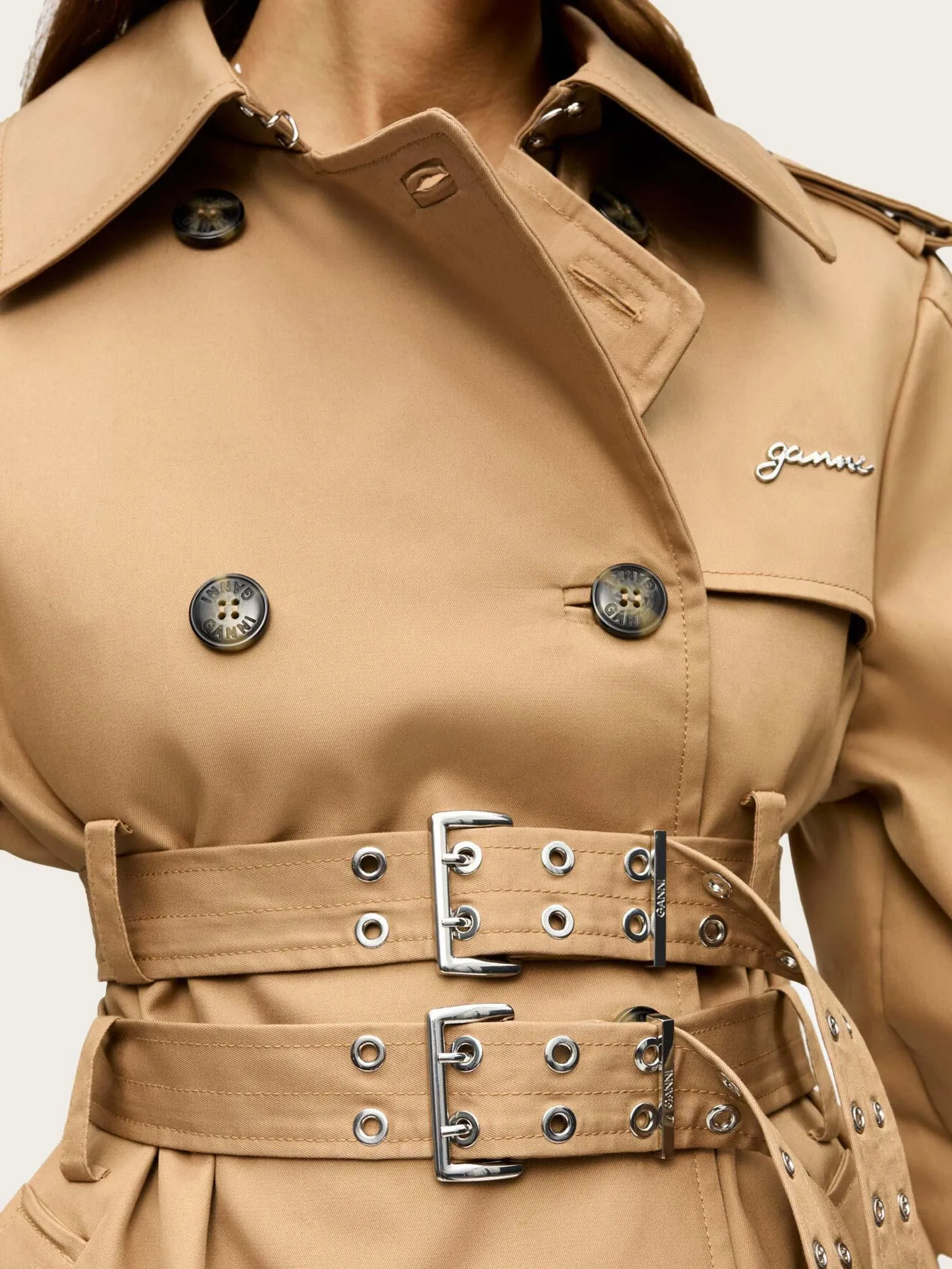 Bonded Cotton Trench Coat - Tiger´s Eye