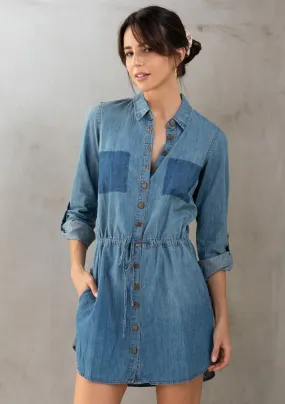 Casual Button-Up Long Sleeve Mini Shirt Dress