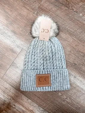 CC Cable Knit Pom Beanie
