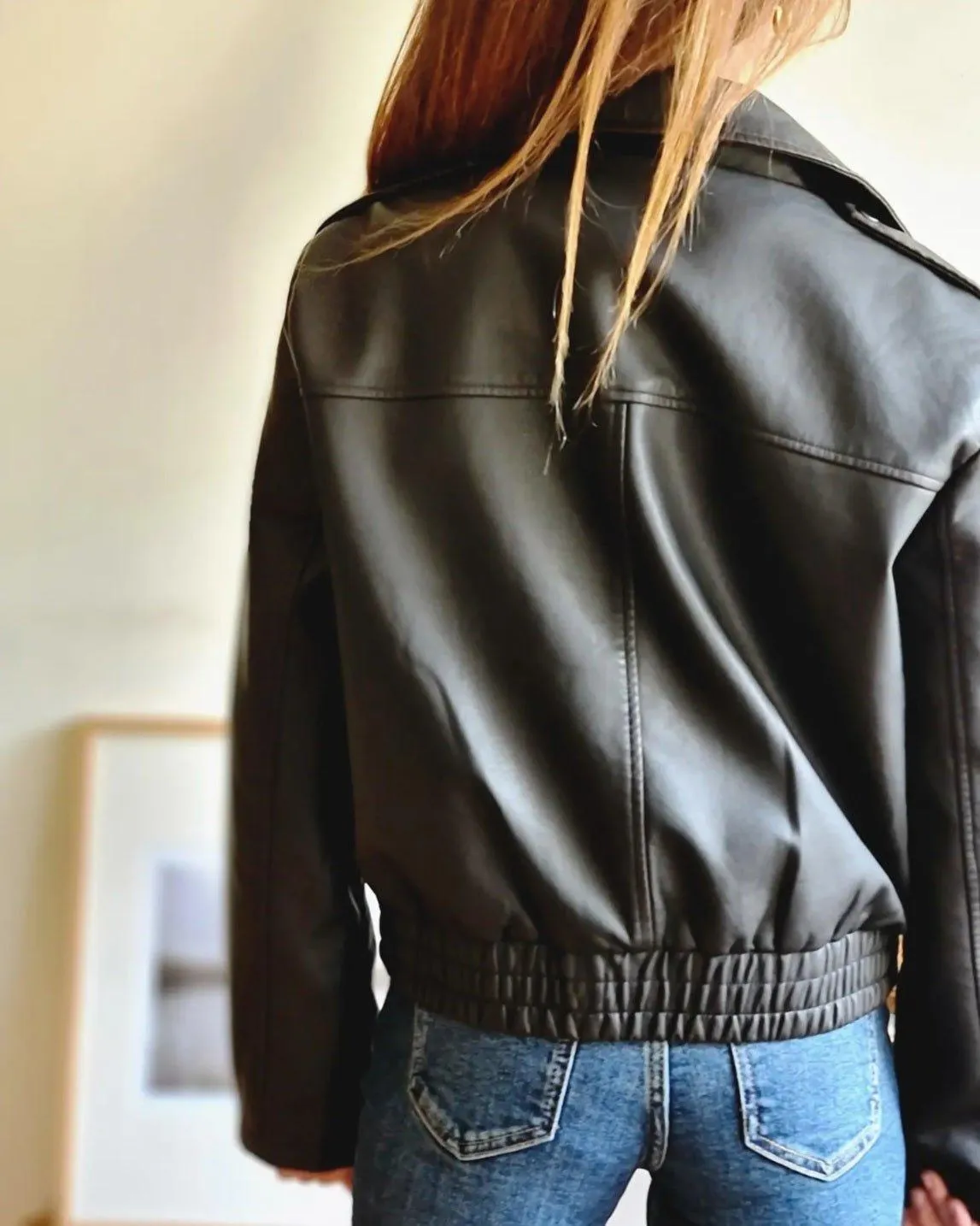 Chaqueta Eco Cuero Café Oscuro.