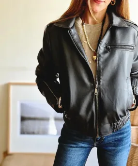 Chaqueta Eco Cuero Café Oscuro.