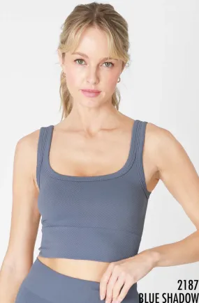 Chevron Ribbed Crop Top - Blue Shadow