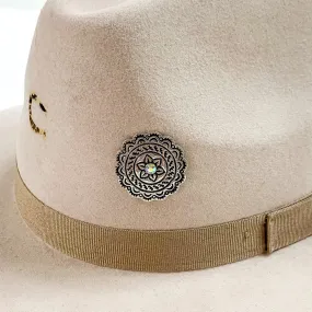 Circle Concho Hat Pin with Small Center AB Crystal in Silver Tone