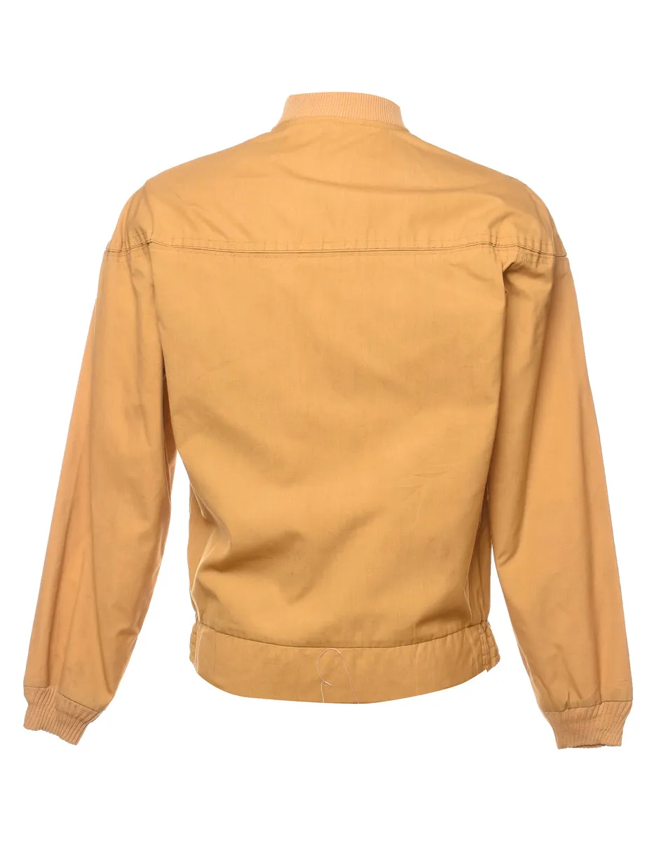 Classic Mustard Zip-Front Bomber Jacket - S