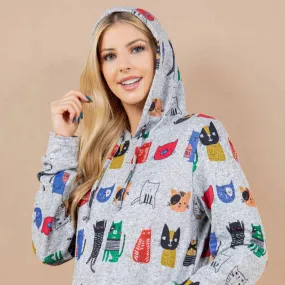 Colorful Cat Pullover Hoodie
