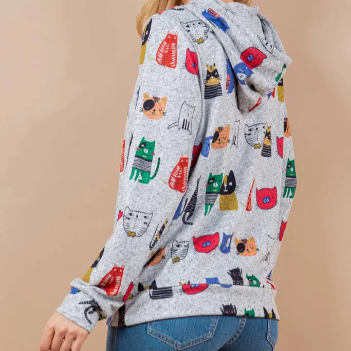 Colorful Cat Pullover Hoodie