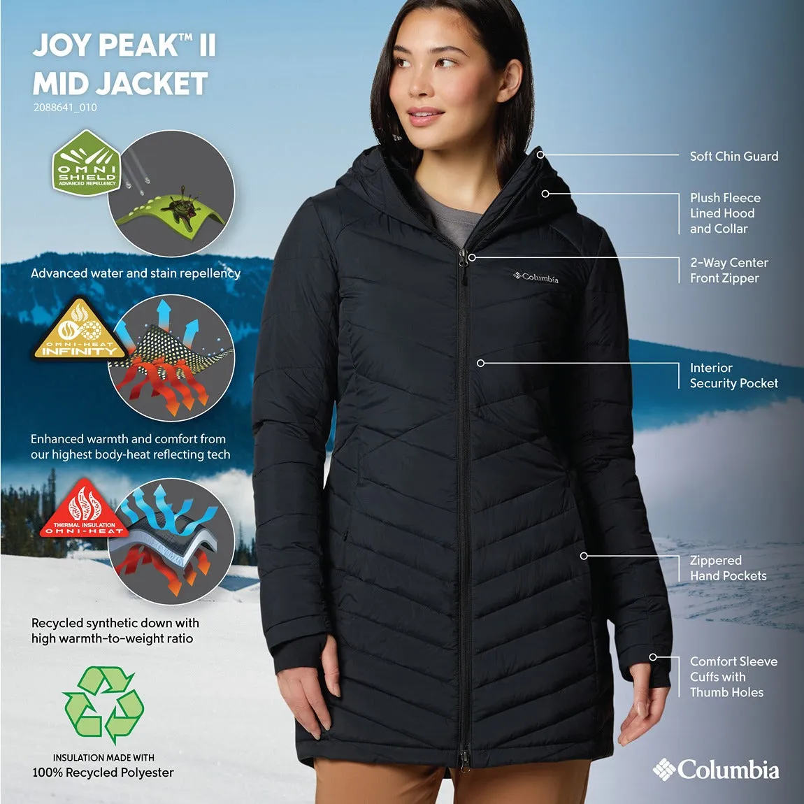 Columbia Joy Peak™ II Mid Hooded Jacket - Women