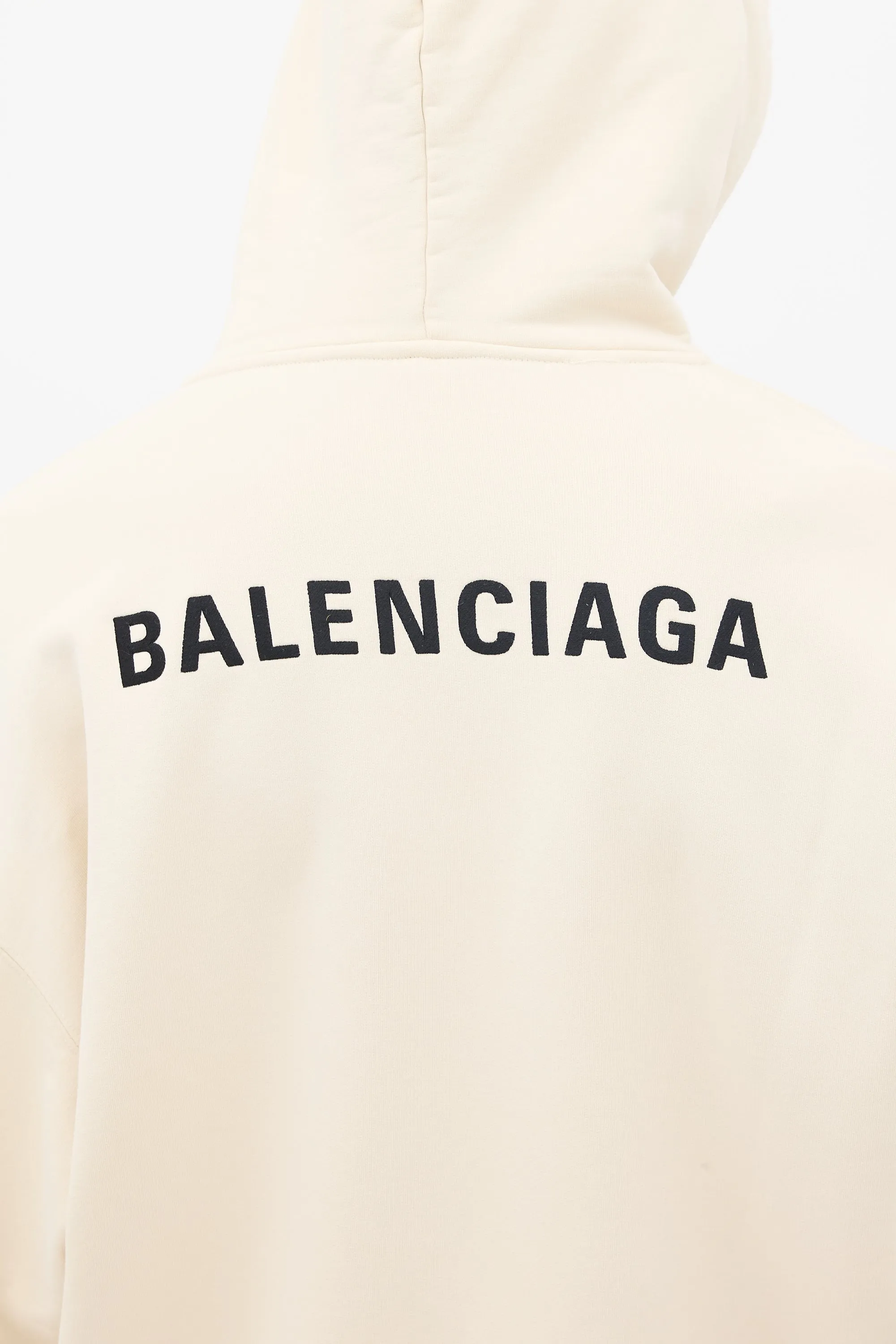 Cream Embroidered Logo Pullover Hoodie