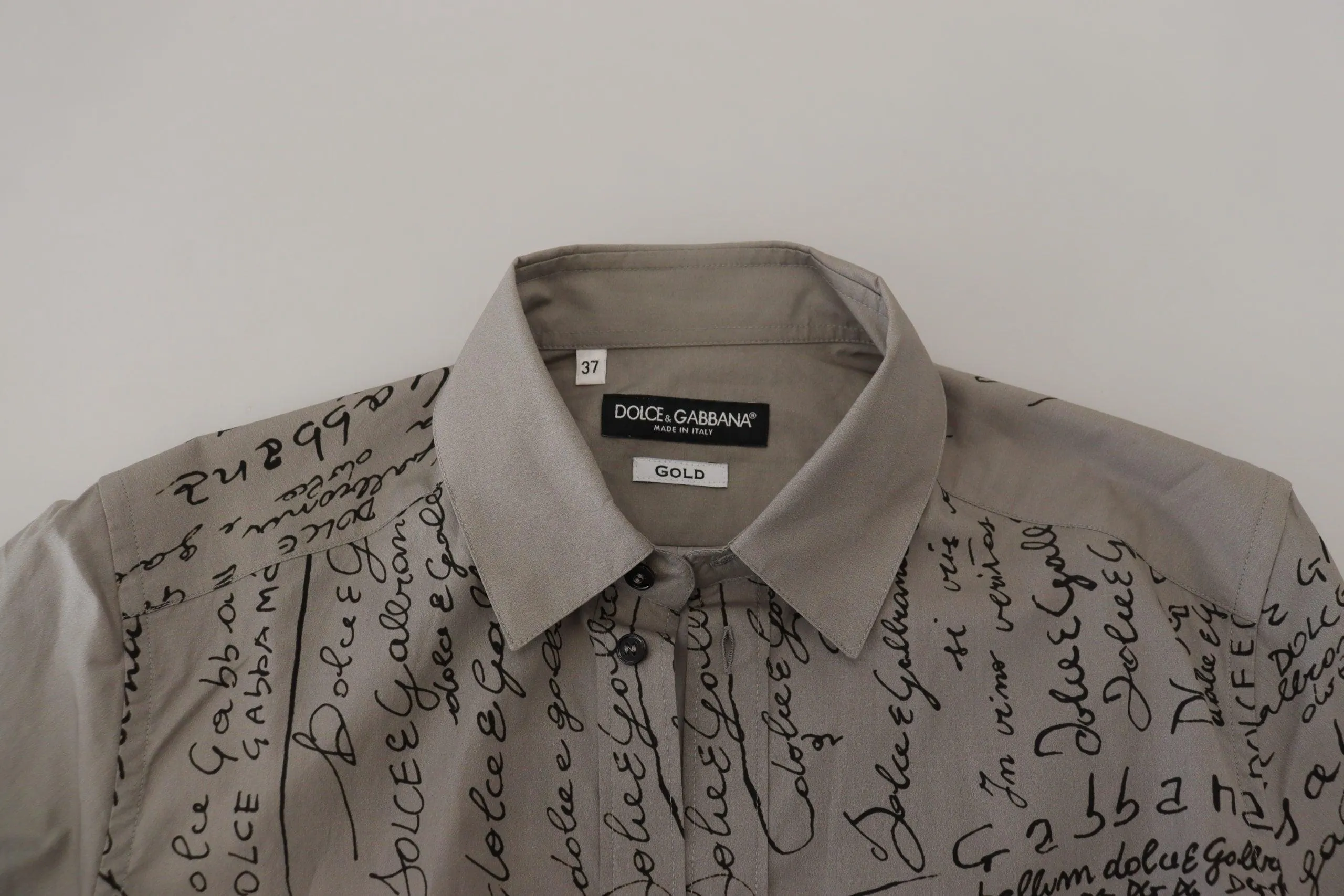 Dolce & Gabbana Gray Printed Cotton Slim Shirt