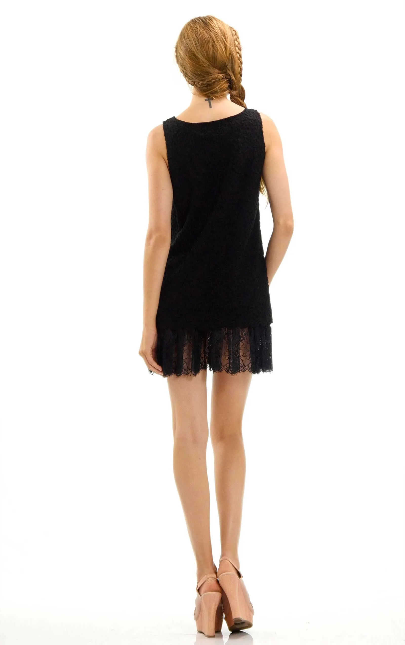 Embossed Rose Lace Sleeveless Tunic