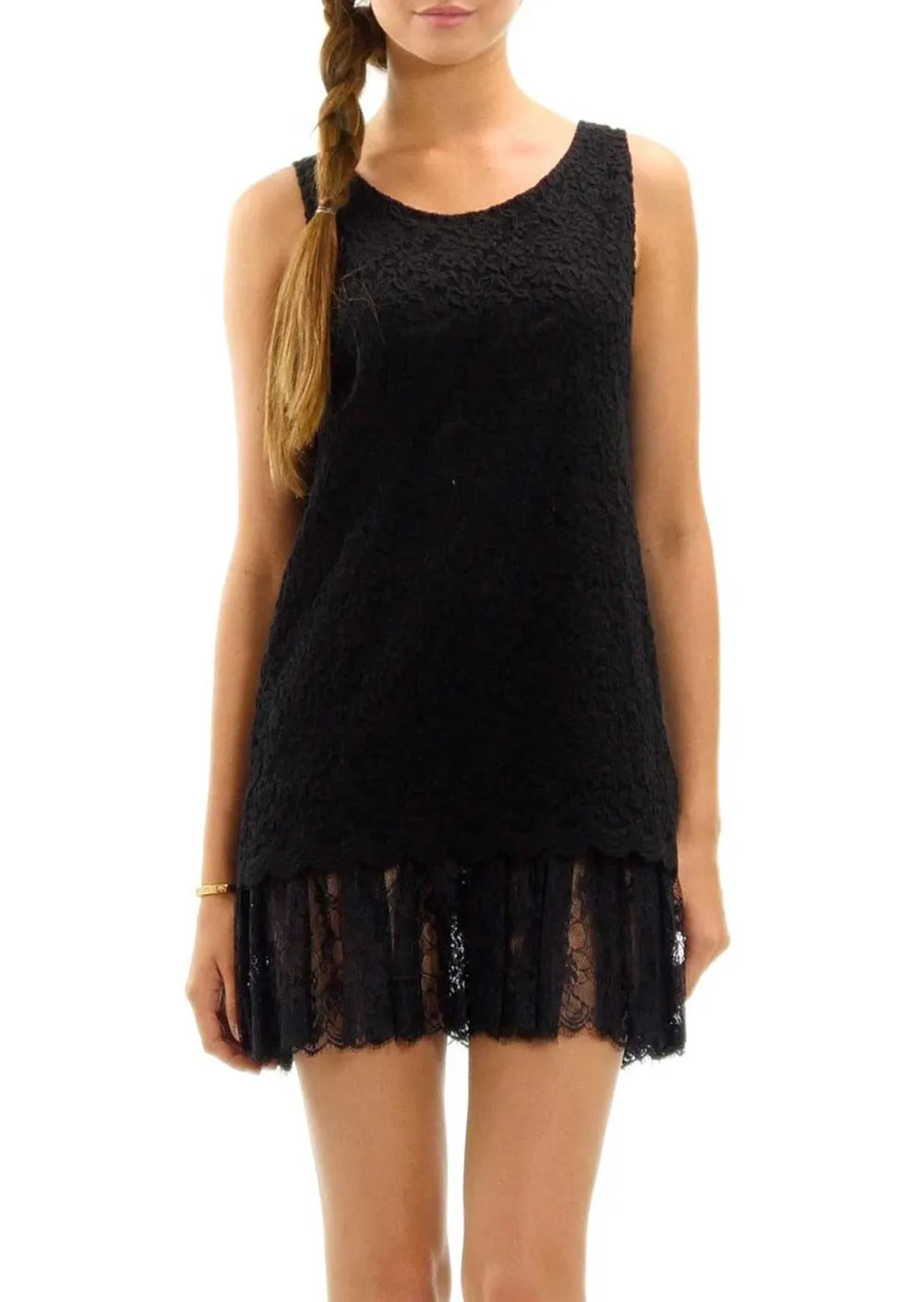 Embossed Rose Lace Sleeveless Tunic