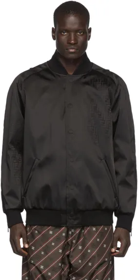 Fendi Black Nylon 'Forever Fendi' Bomber Jacket