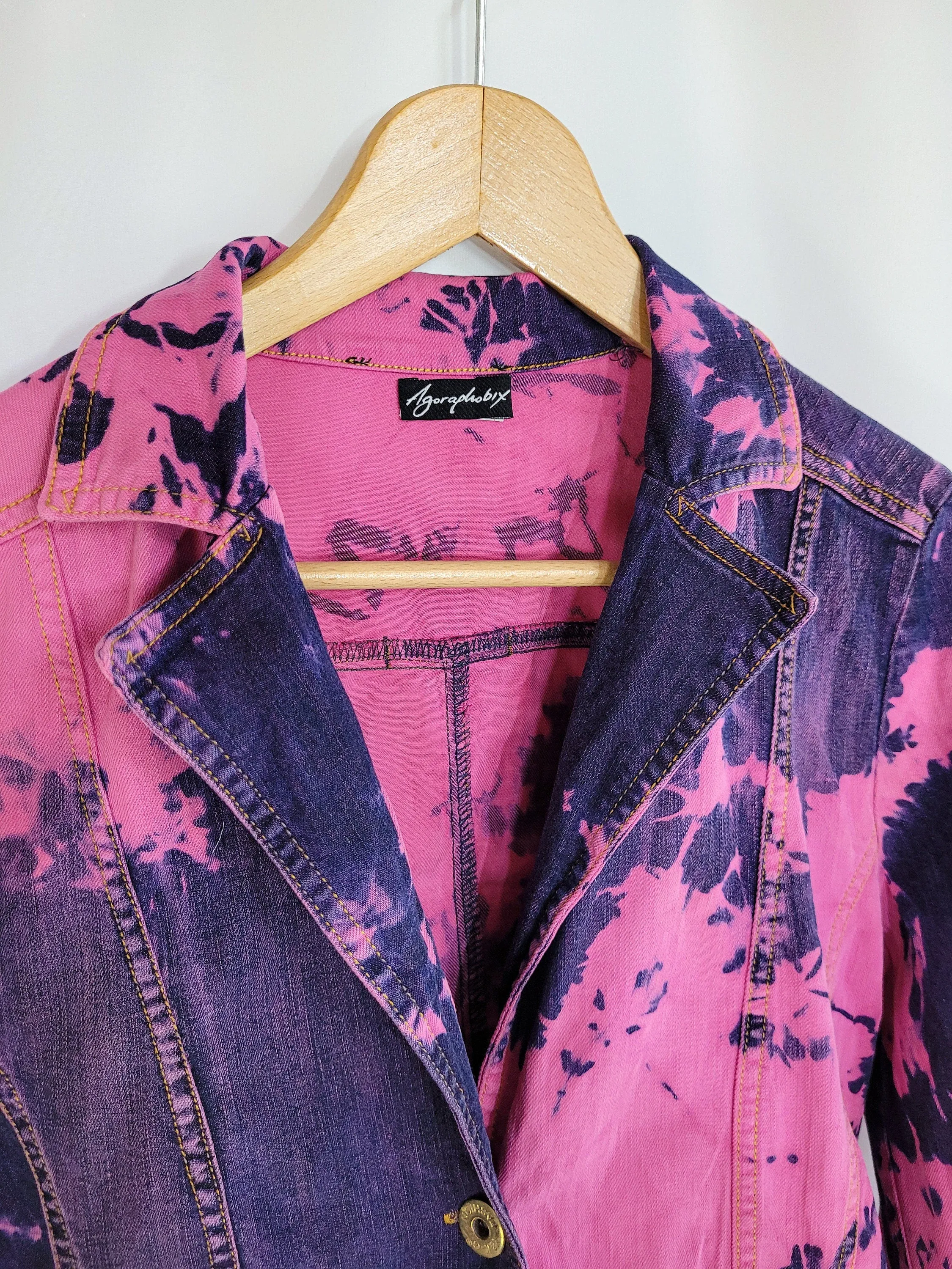 flamingo pink denim blazer jacket | Size M