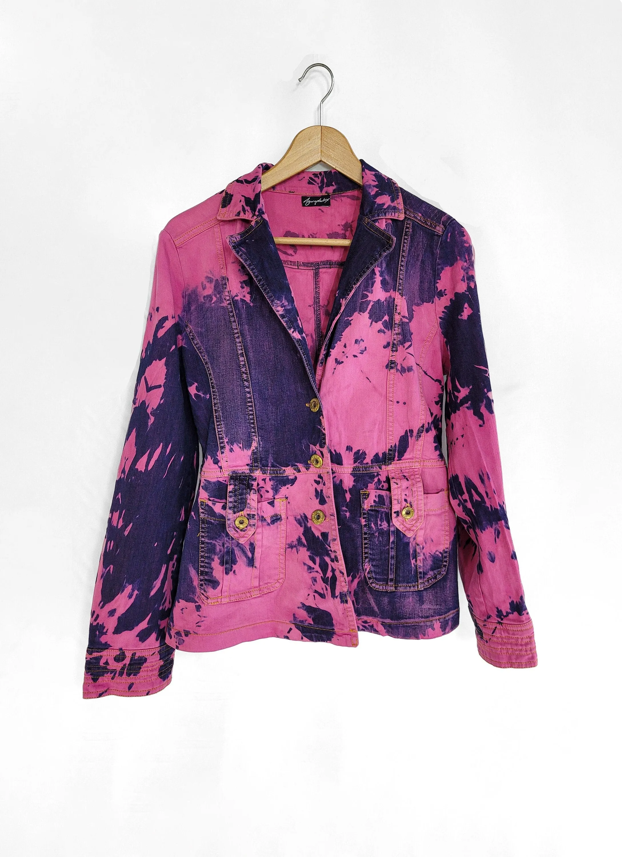 flamingo pink denim blazer jacket | Size M