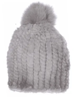Fleur de Camélia Mink Knit Pom Pom Hat