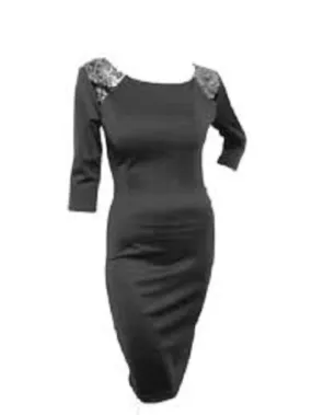Grey Embellished Marina Kavena Bodycon Dress