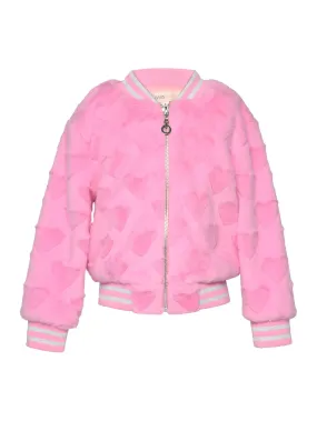 Hannah Banana Heart Embossed Bomber Jacket