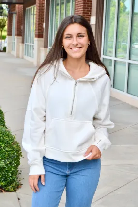 Ivory cropped hoodie