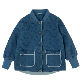 jacket tone on tone trim bomber style - blue stne wash denim