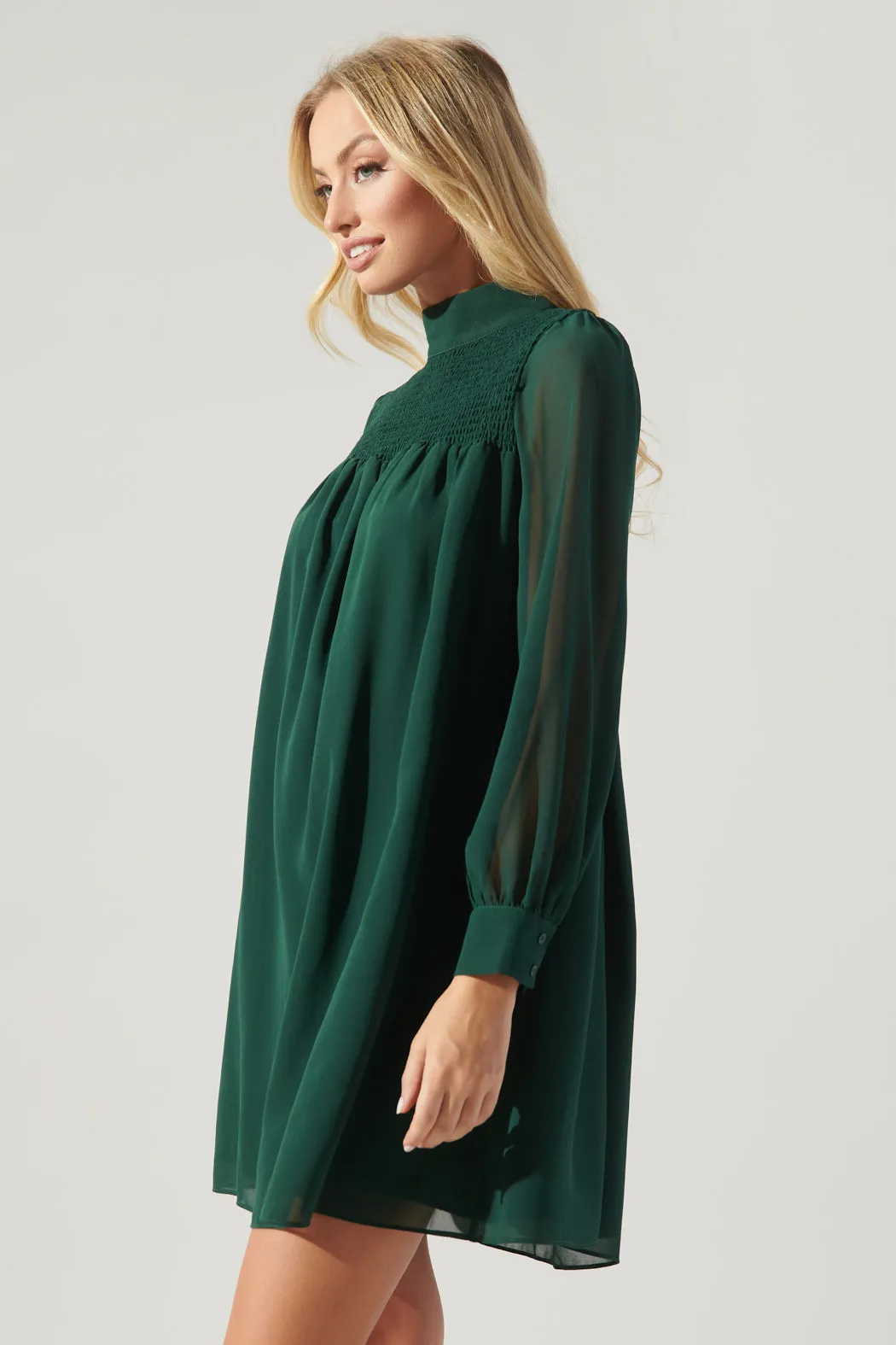 Kam Mock Neck Babydoll Dress