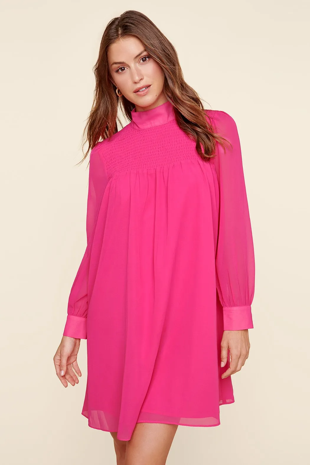 Kam Mock Neck Babydoll Dress