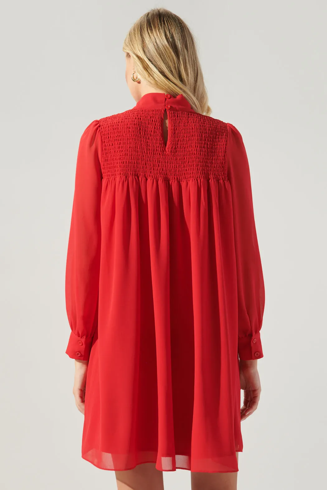 Kam Mock Neck Babydoll Dress