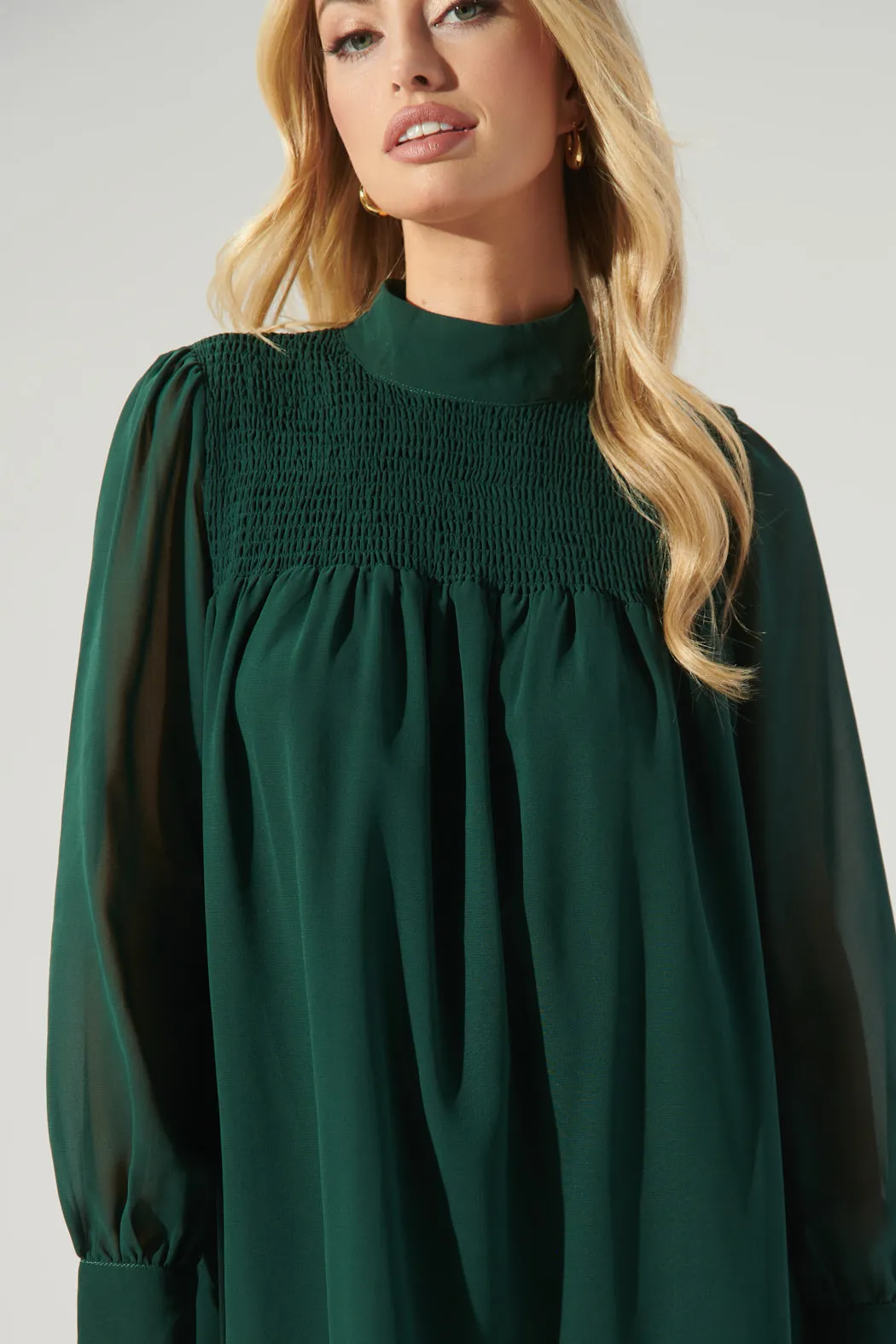 Kam Mock Neck Babydoll Dress