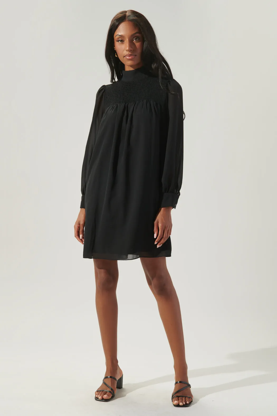 Kam Mock Neck Babydoll Dress