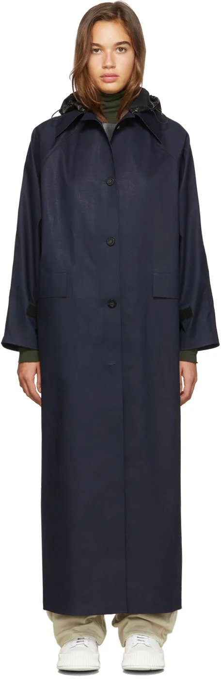 KASSL Editions SSENSE Exclusive Navy Canvas Trench Coat