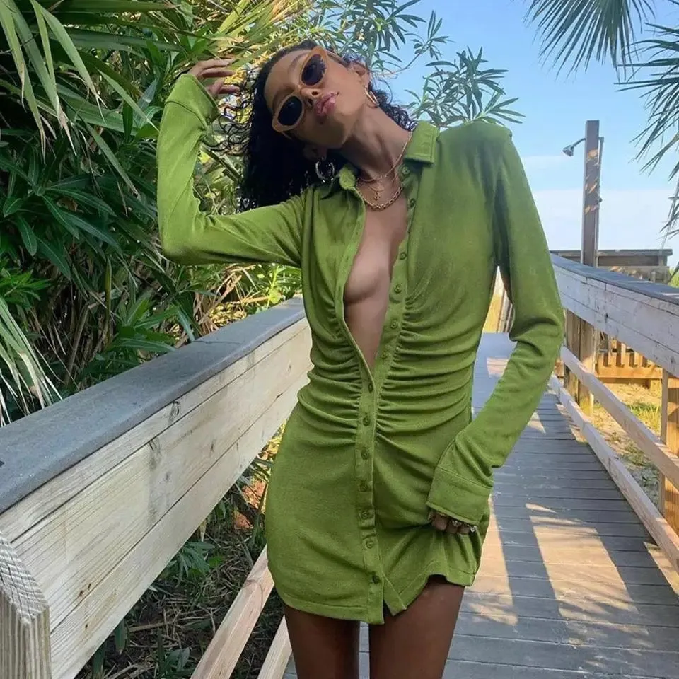 Ladies silky fashion shirt oversize dress