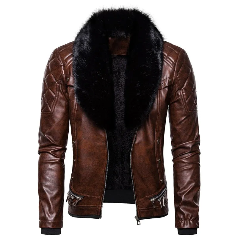 Leather Motorcycle Bomber Jacket