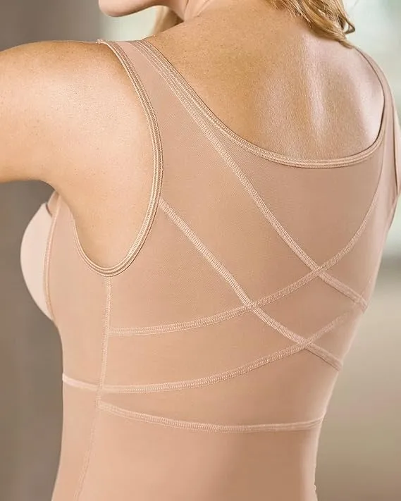 Leonisa Back Support Open Bust Tummy Control Tank Top  Beige Size M