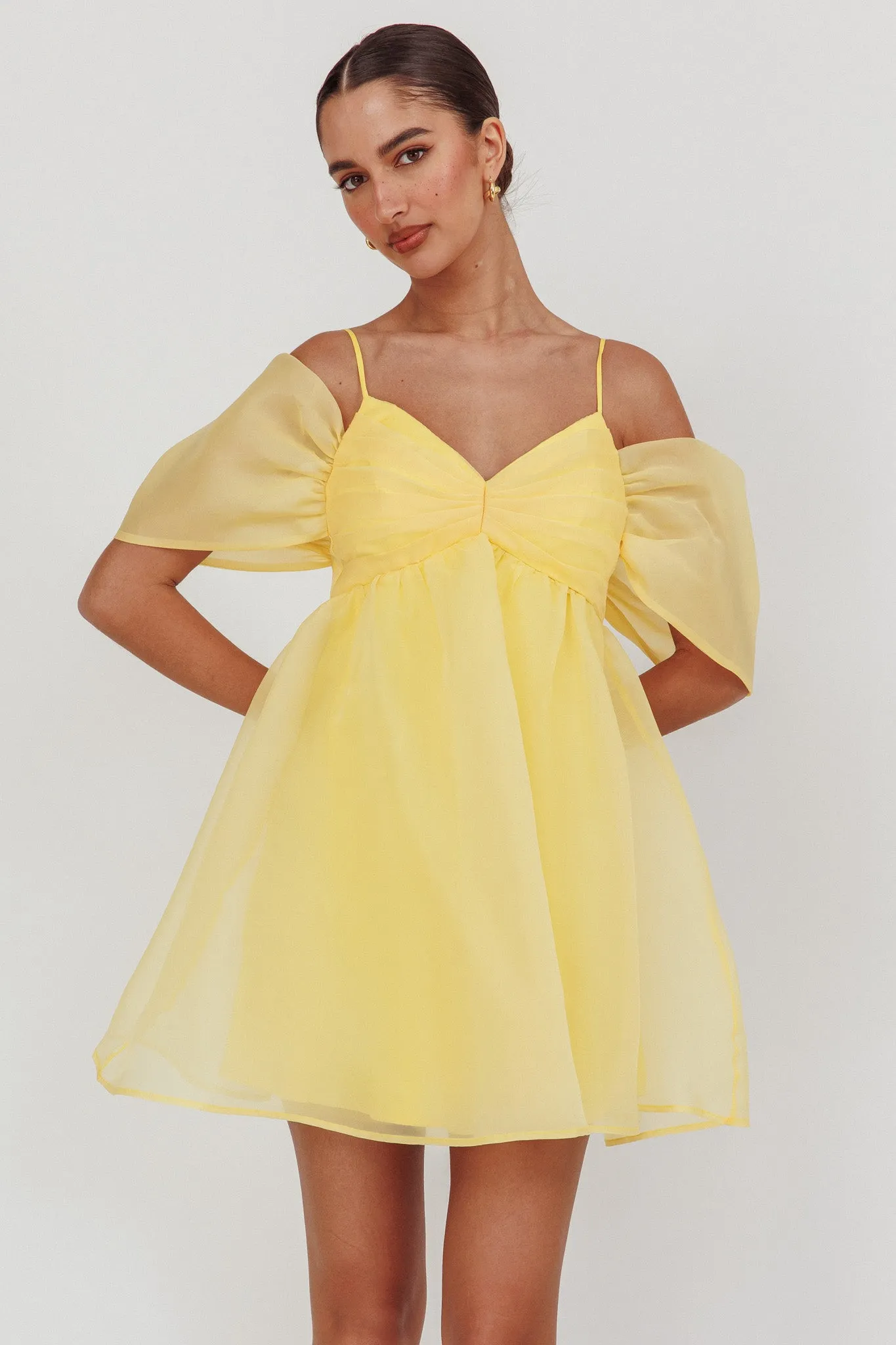 Little Liar Organza Mini Dress Yellow