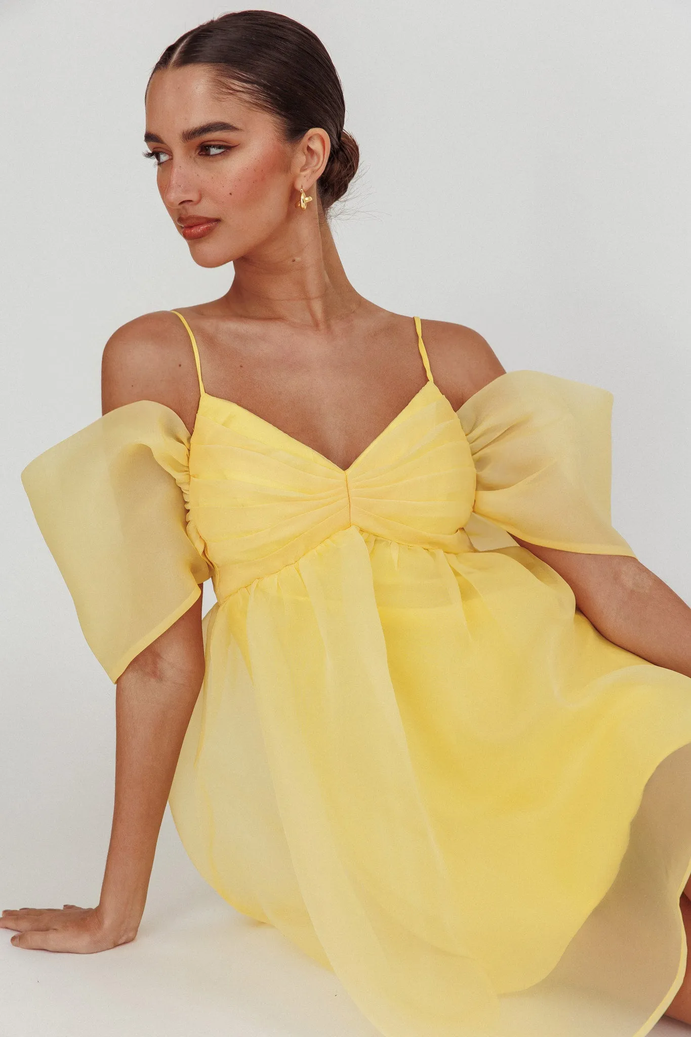 Little Liar Organza Mini Dress Yellow