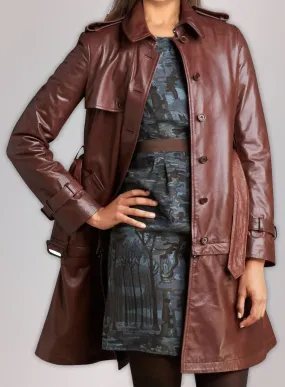 Long Real Leather Coat for Woman By TJS