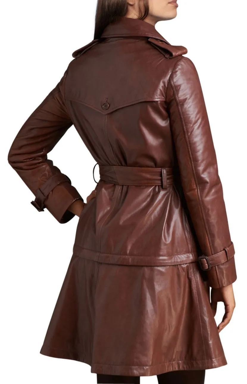 Long Real Leather Coat for Woman By TJS
