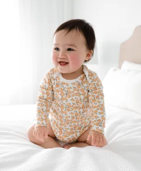 Long sleeve baby bodysuit - Orange Daisy