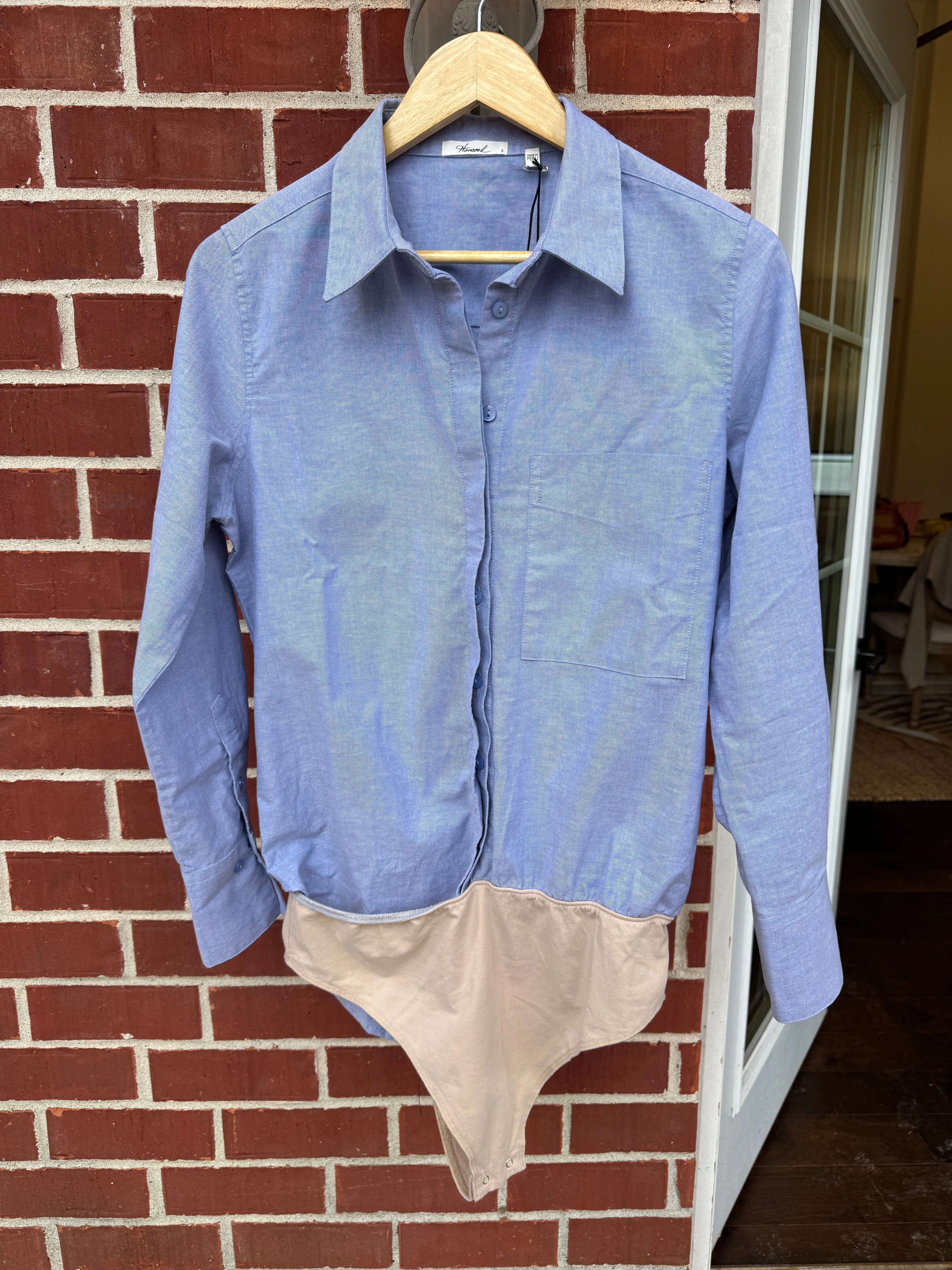 McKinney Bodysuit in Blue Oxford