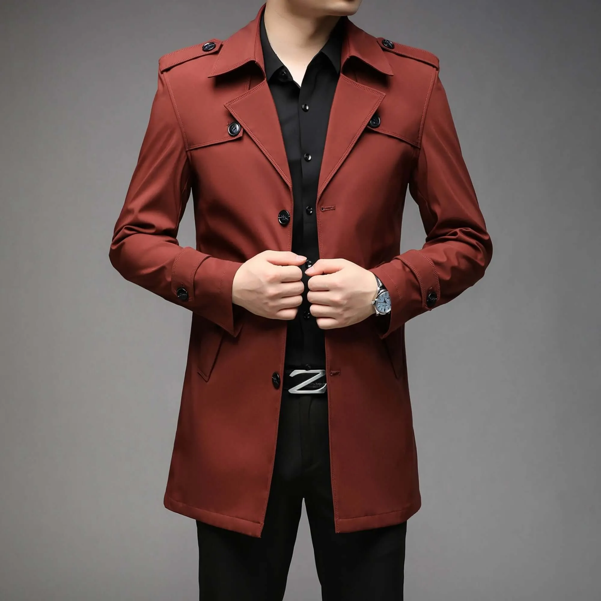 Men's Classic Long Trench Coat