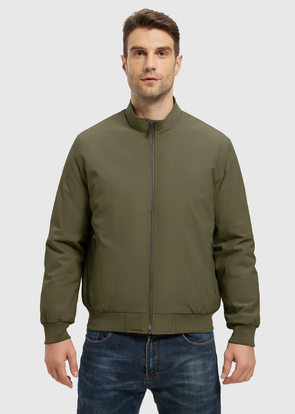 Men's Quilted Cotton Stand Collar Jacket