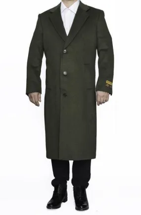 Mens Wool Trench coat - Olive Color Mens Overcoat