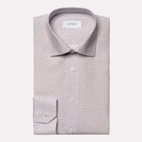 Micro Floral Print Slim Fit Signiture Poplin Shirt / Pink